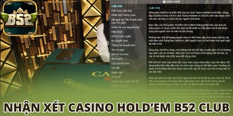 Nhận xét Casino Hold’em B52 club